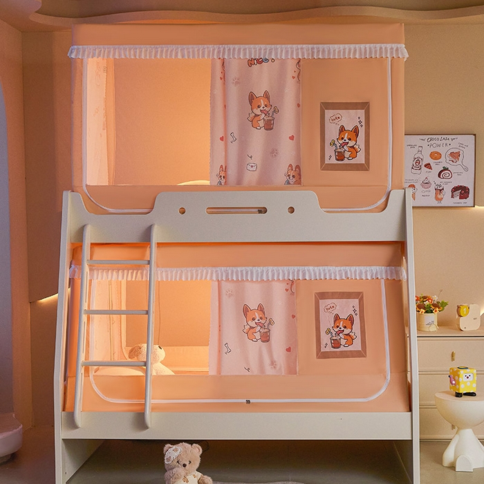 91家纺网 家纺一手货源 找家纺 2025新款常规款子母印花遮光蚊帐 调皮狗