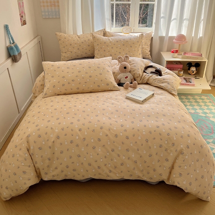 91家纺网 家纺一手货源 找家纺 2025春季新款13372全棉印花四件套-小清新系列 安琪兔