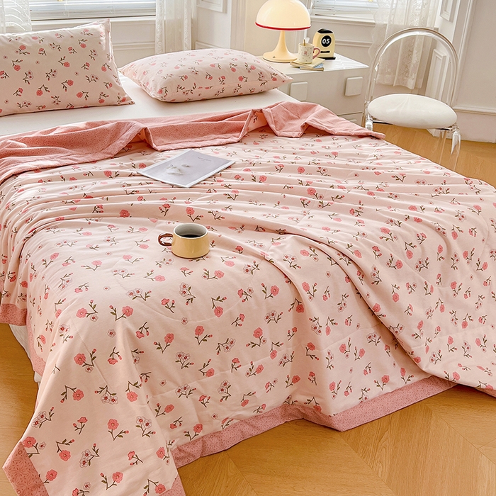 91家纺网 家纺一手货源 找家纺 尊妙被业 2025新款里外全棉印花棉花被纯棉夏被夏凉被全棉棉花夏凉被春意悠悠-粉