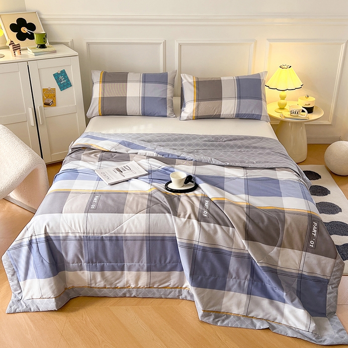 91家纺网 家纺一手货源 找家纺 尊妙被业 2025新款里外全棉印花棉花被纯棉夏被夏凉被全棉棉花夏凉被简伯格-蓝