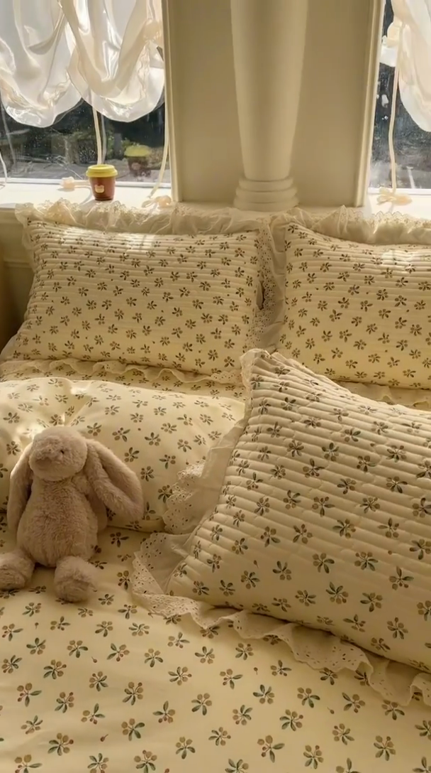 91家纺网 家纺一手货源 找家纺 美梦家纺 2025新款A类全棉13372花边床盖四件套-白边 白边-意礼