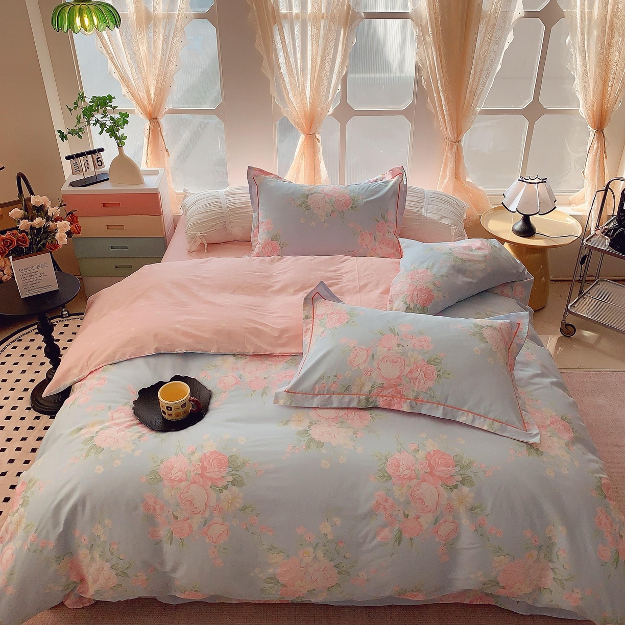 91家纺网 家纺一手货源 找家纺 奈萝家纺 2025新款亲肤小清新全棉四件套 静若幽兰