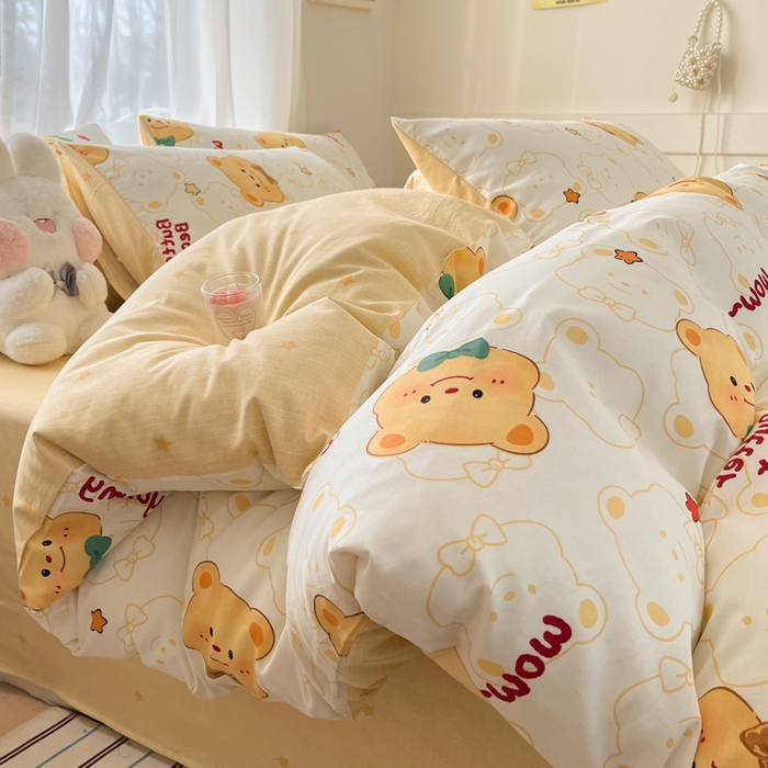 91家纺网 家纺一手货源 找家纺 吉象家纺 2025新款高支密全棉印花四件套12868跑量款 瑞迪熊