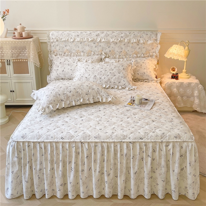 91家纺网 家纺一手货源 找家纺 十个点2025新款针织棉 夹棉床笠式床裙床头罩系列  茶言观色