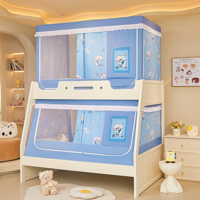 91家纺网 家纺一手货源 找家纺 迪凡保罗2025新款2504专版印花遮光帘上下铺子母蚊帐-常规款 可爱狗狗