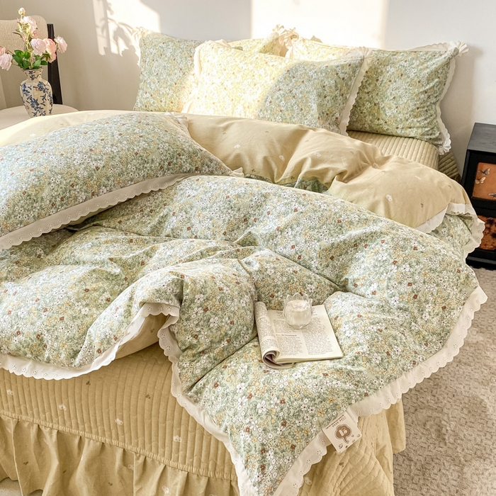 91家纺网 家纺一手货源 找家纺 梦可莱家居 2025新款全棉韩版蕾丝边床盖四件套 生活