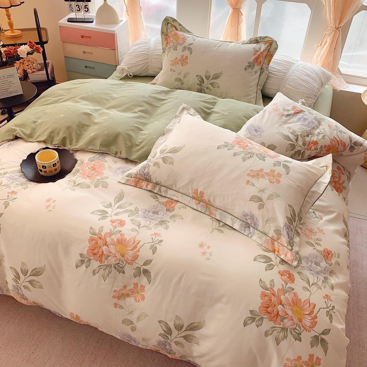 91家纺网 家纺一手货源 找家纺 奈萝家纺 2025新款亲肤小清新全棉四件套 漫日之夏