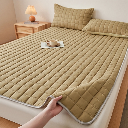兄弟坊 水洗原棉夹棉床垫 床褥 床护垫 学生床垫 小方格-棕色