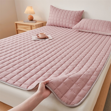 兄弟坊 水洗原棉夹棉床垫 床褥 床护垫 学生床垫 小方格-藕粉