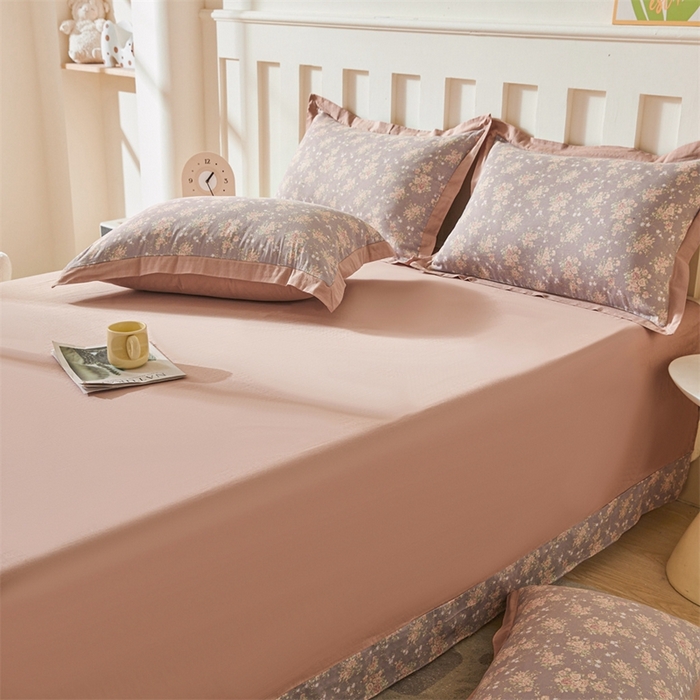 91家纺网 家纺一手货源 找家纺 缦彩 【加微信送买家秀】2025新款母婴级双层纱宽边床单四件套 玛德琳娜