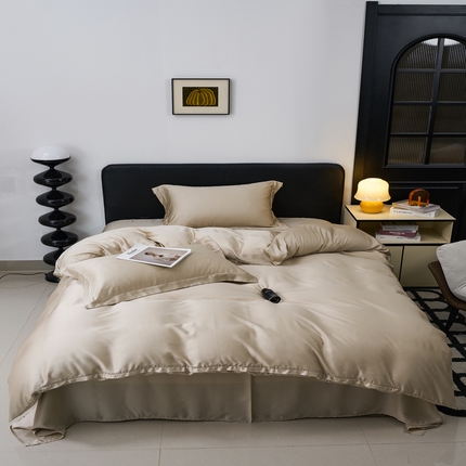 顾家家居  2025新款纯色兰精天丝四件套 杏子灰