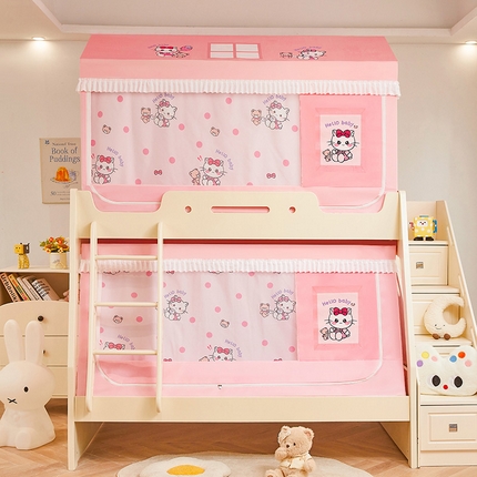 迪凡保罗蚊帐 2025新款2504专版印花遮光帘上下铺子母蚊帐-城堡款 俏皮猫