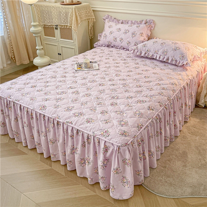 91家纺网 家纺一手货源 找家纺 十个点2025新款针织棉 夹棉床笠式床裙床头罩系列  花前月下