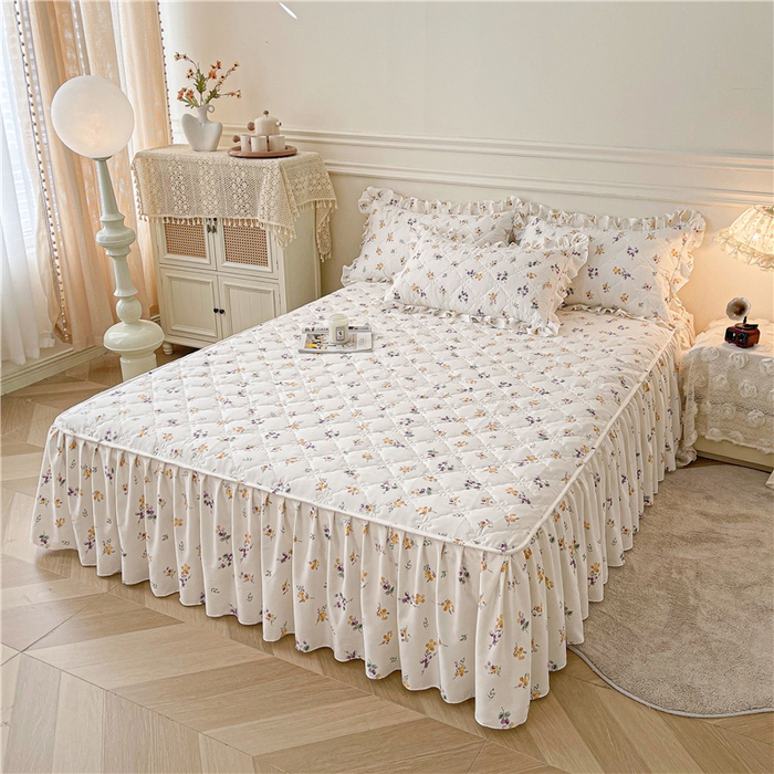 91家纺网 家纺一手货源 找家纺 十个点2025新款针织棉 夹棉床笠式床裙床头罩系列  普罗旺斯