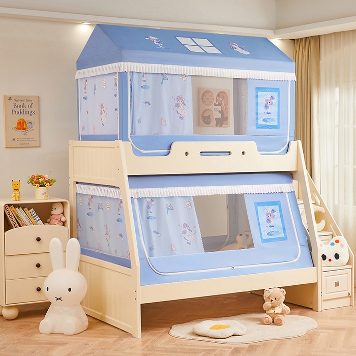 91家纺网 家纺一手货源 找家纺 迪凡保罗蚊帐 2025新款2504专版印花遮光帘上下铺子母蚊帐-城堡款 梦幻少女