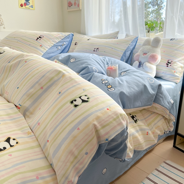 91家纺网 家纺一手货源 找家纺 吉象家纺 2025新款高支密全棉印花四件套12868跑量款 懒萌潘达