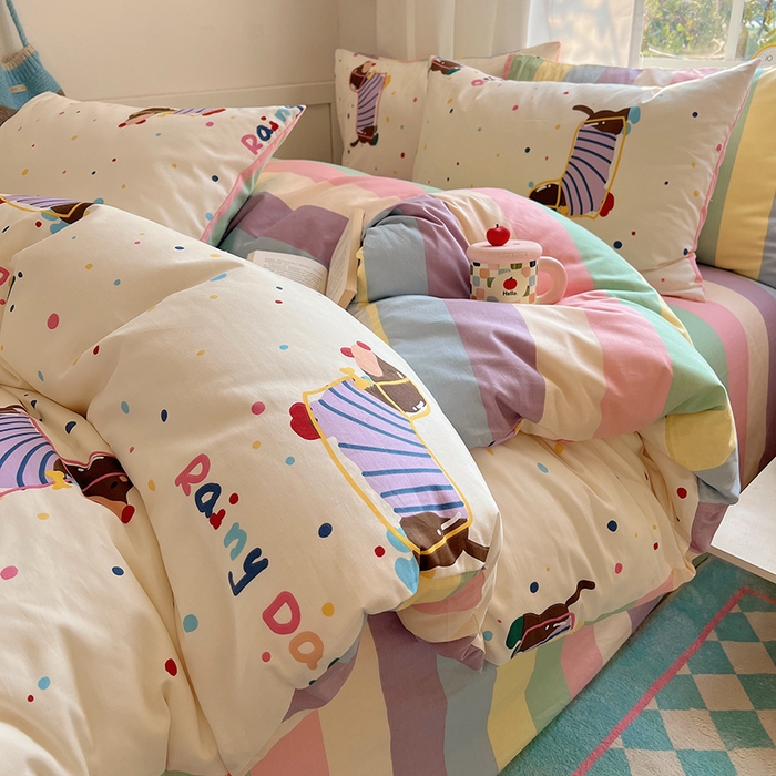 91家纺网 家纺一手货源 找家纺 2025春季新款13372全棉印花四件套-卡通系列 莱米