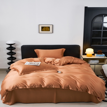 顾家家居  2025新款纯色兰精天丝四件套 美人焦橙