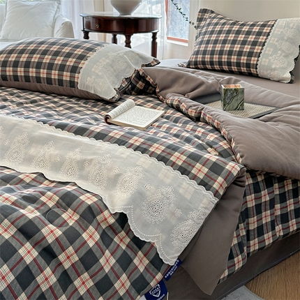 91家纺网 家纺一手货源 找家纺 （总）暖生活 2025新款法式中古风全棉双层纱抗菌被