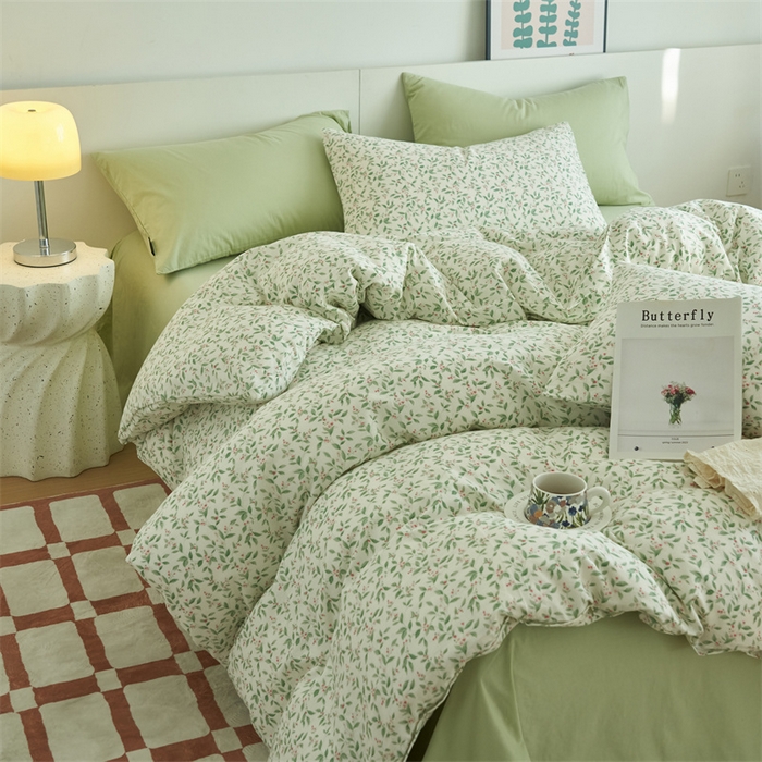 91家纺网 家纺一手货源 找家纺 趣色家纺 2025新款A类全棉双层纱印花四件套 桑柔