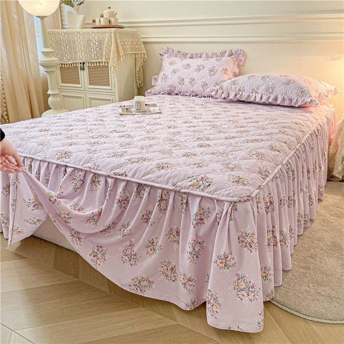 91家纺网 家纺一手货源 找家纺 十个点2025新款针织棉 夹棉床笠式床裙床头罩系列  花前月下