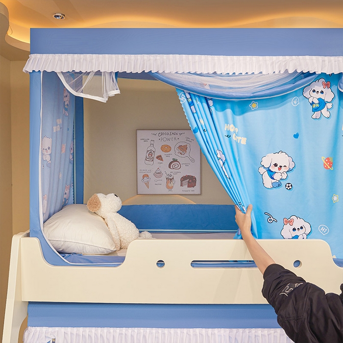 91家纺网 家纺一手货源 找家纺 迪凡保罗2025新款2504专版印花遮光帘上下铺子母蚊帐-常规款 可爱狗狗