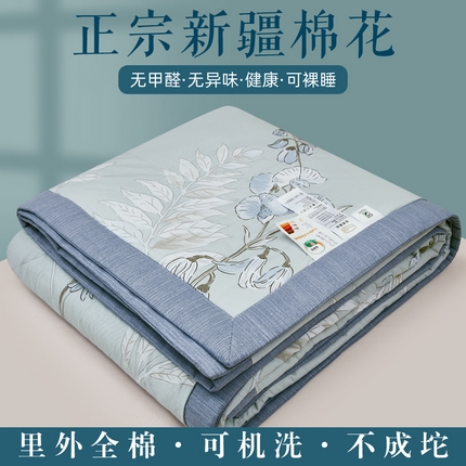 尊妙被业 2025新款里外全棉印花棉花被纯棉夏被夏凉被全棉棉花夏凉被花香漫语-绿