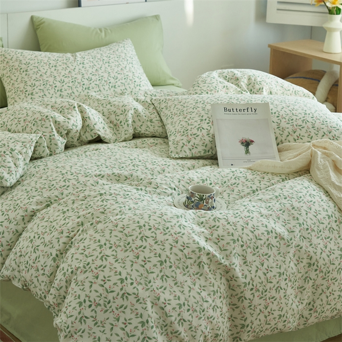 91家纺网 家纺一手货源 找家纺 趣色家纺 2025新款A类全棉双层纱印花四件套 桑柔