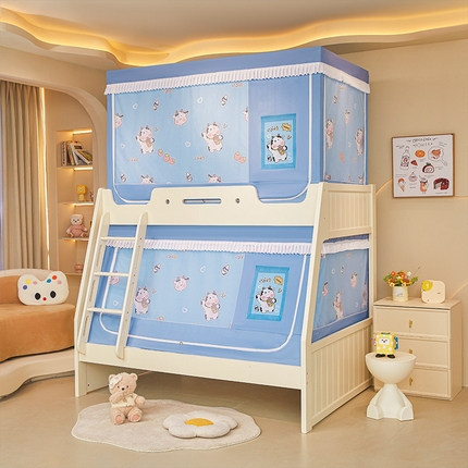 迪凡保罗2025新款2504专版印花遮光帘上下铺子母蚊帐-常规款 快乐牛牛