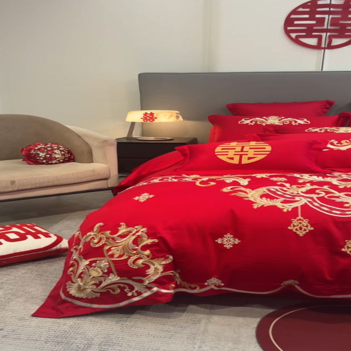 91家纺网 家纺一手货源 找家纺 （总）欧乐蒂 2025新款欧式亲肤棉婚庆四件套