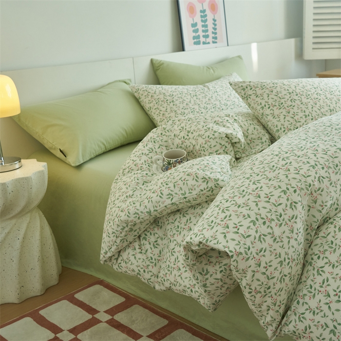 91家纺网 家纺一手货源 找家纺 趣色家纺 2025新款A类全棉双层纱印花四件套 桑柔