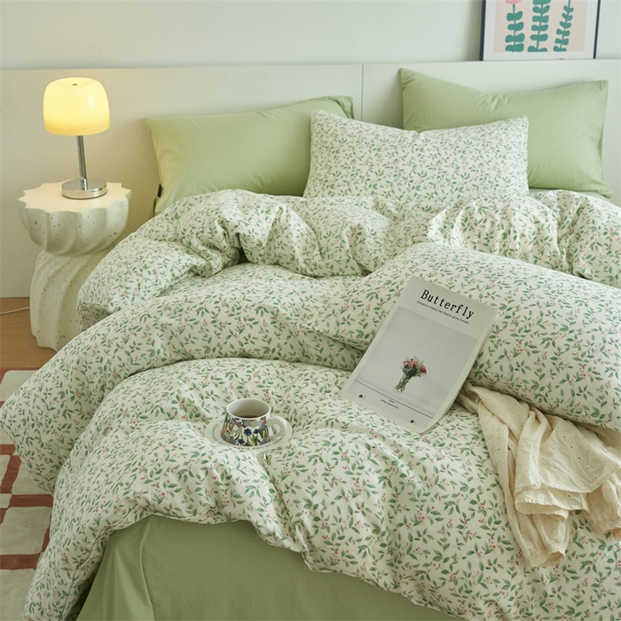 91家纺网 家纺一手货源 找家纺 趣色家纺 2025新款A类全棉双层纱印花四件套 桑柔