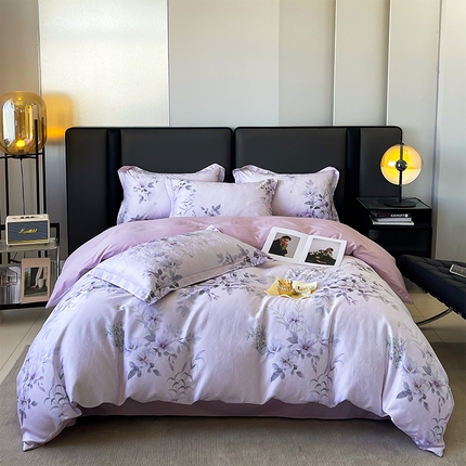 91家纺网 家纺一手货源 找家纺 帛美家纺 2025新款天丝棉提花四件套 花雅