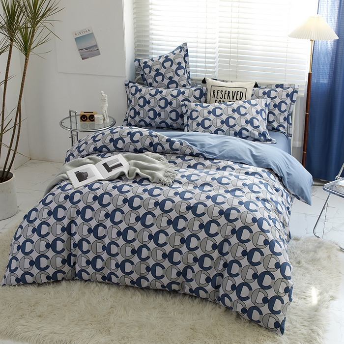 91家纺网 家纺一手货源 找家纺 启航家居2025新款春夏直播爆款全棉大版印花四件套 古奈