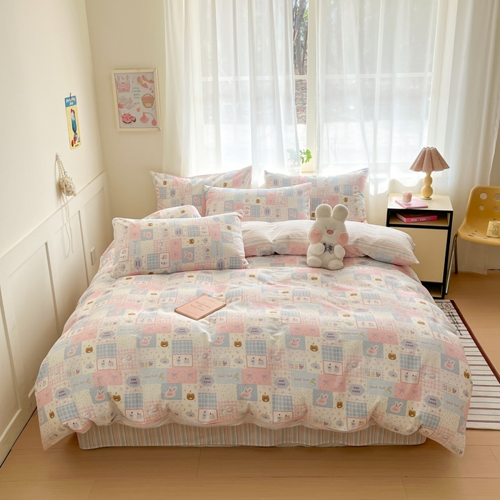 91家纺网 家纺一手货源 找家纺 吉象家纺 2025新款高支密全棉印花四件套12868跑量款 甜心乐园