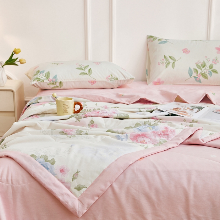 91家纺网 家纺一手货源 找家纺 尊妙被业 2025新款里外全棉印花棉花被纯棉夏被夏凉被全棉棉花夏凉被法尔曼玫瑰