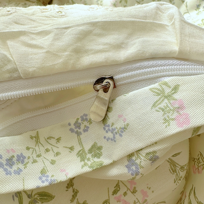 91家纺网 家纺一手货源 找家纺 美梦家纺 2025新款A类全棉13372花边床盖四件套-白边 白边-忘忧草