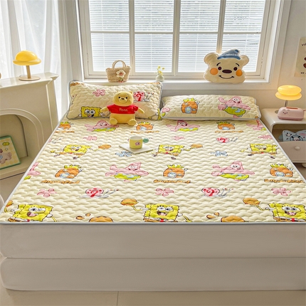 91家纺网 家纺一手货源 找家纺 （总）兄弟坊 正版授权卡通印花水洗棉夹棉床垫床护垫 学生床垫 床笠