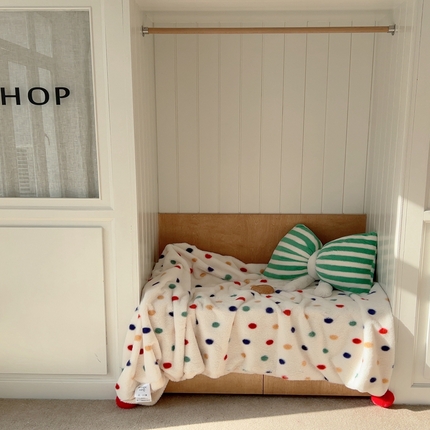 桔子家纺 2025新款蝴蝶结抱枕 绿条纹蝴蝶结