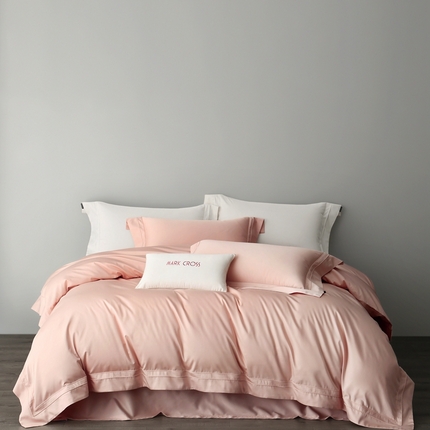 佳汐蓝家纺  2025新款极致简约质感埋绳全棉四件套-漫野观夏 报春粉