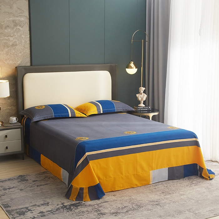 91家纺网 家纺一手货源 找家纺 启航家居2025新款春夏直播爆款全棉大版印花四件套 卡菲洛