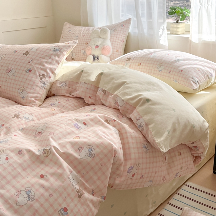 91家纺网 家纺一手货源 找家纺 吉象家纺 2025新款高支密全棉印花四件套12868跑量款 甜美梦境