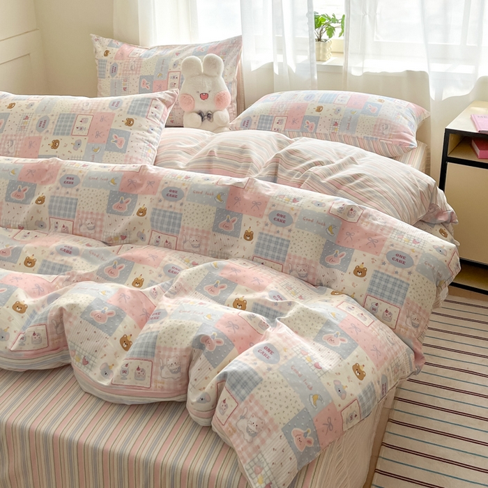 91家纺网 家纺一手货源 找家纺 吉象家纺 2025新款高支密全棉印花四件套12868跑量款 甜心乐园