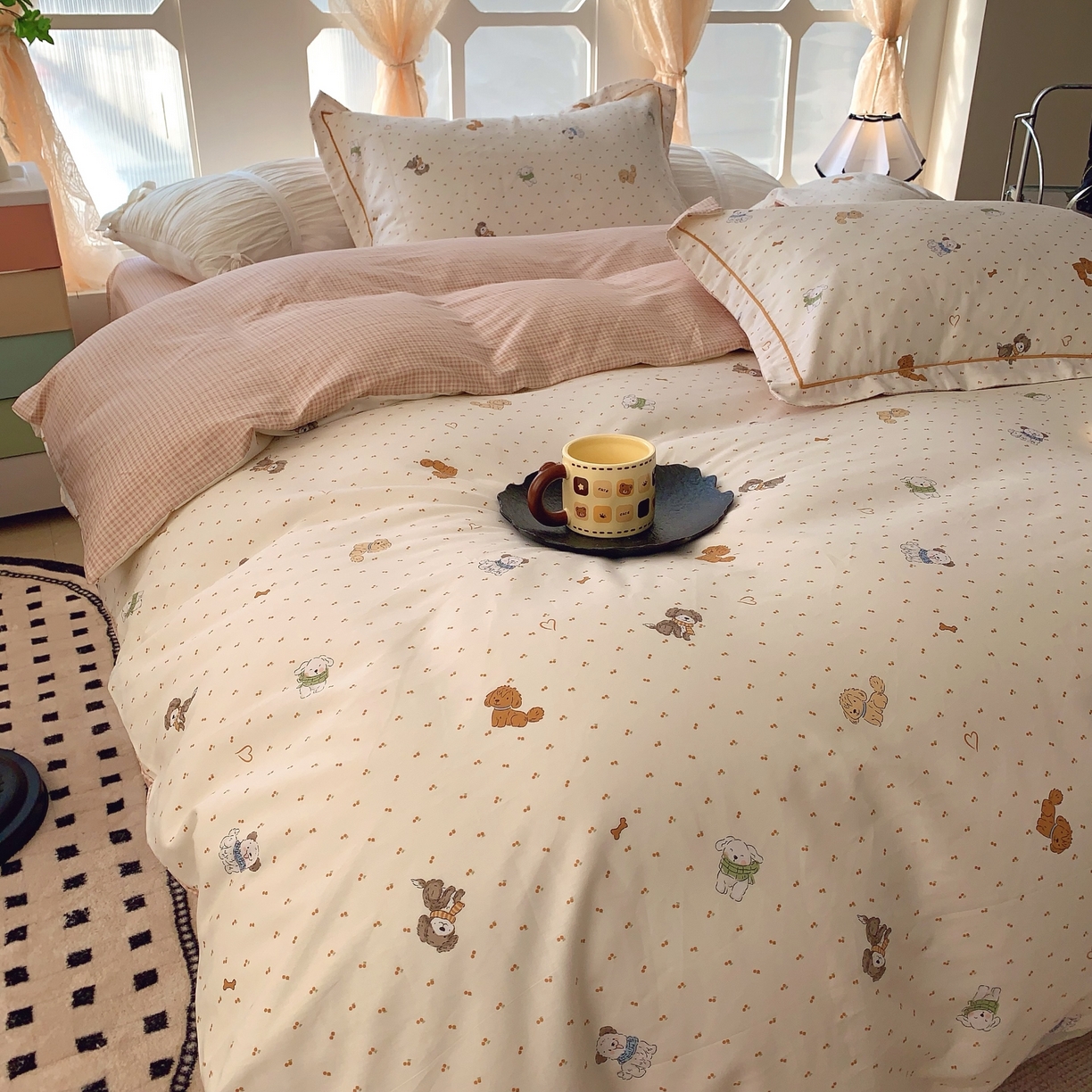 91家纺网 家纺一手货源 找家纺 奈萝家纺 2025新款亲肤小清新全棉四件套 旺达