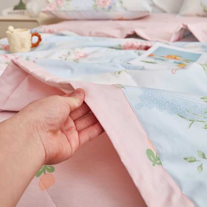 91家纺网 家纺一手货源 找家纺 尊妙被业 2025新款里外全棉印花棉花被纯棉夏被夏凉被全棉棉花夏凉被解语花