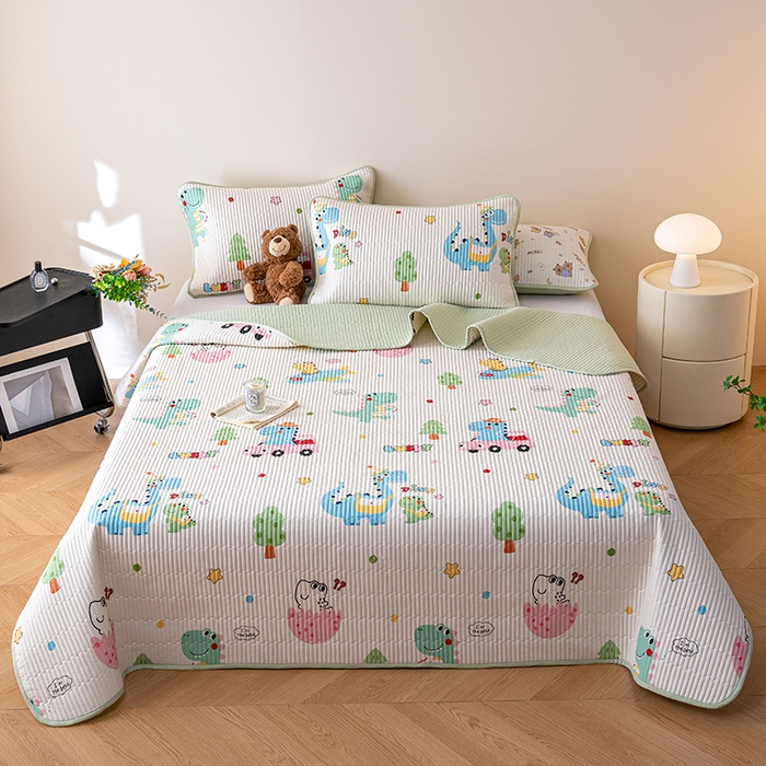 91家纺网 家纺一手货源 找家纺 （总）X猫先生 2025新款全棉床盖小清新夹棉水洗炕盖床盖套件-跑量款