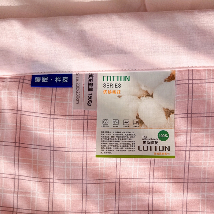 91家纺网 家纺一手货源 找家纺 首爱家纺 2025新款里外全棉夏被手包边新疆棉花夏被空调被夏凉被 粉玉格