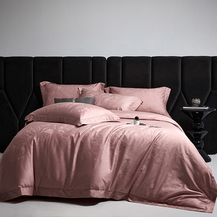 榻尚家居 2025新款长绒棉贡缎提花手工立体埋绳工艺四件套礼盒包装 欧若拉-血牙