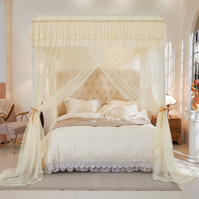 91家纺网 家纺一手货源 找家纺 梦尔佳 2025新款落地款蚊帐-赏心悦目系列860型号 米黄