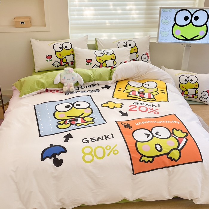 91家纺网 家纺一手货源 找家纺 金爱家 2025新款纯棉数码印花大阪三丽鸥四件套 漫野